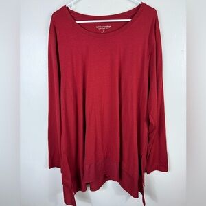 Soft‎ Surroundings Tunic Blouse Red Burgundy 2X Faux Layered Oversized Excellent